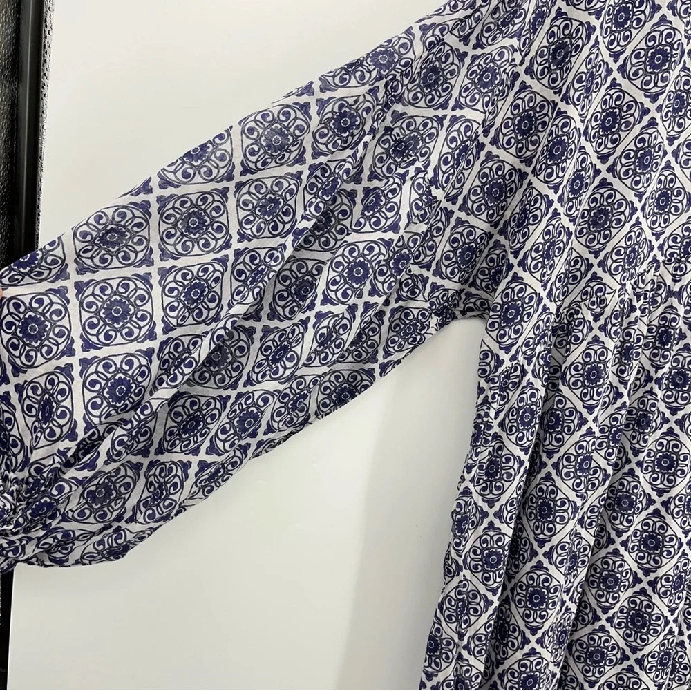 Boden US 14 Sarah Kaftan Dress Blue 0298 Ribbon maxi Paisley Whirl long sleeve - Picture 10 of 12